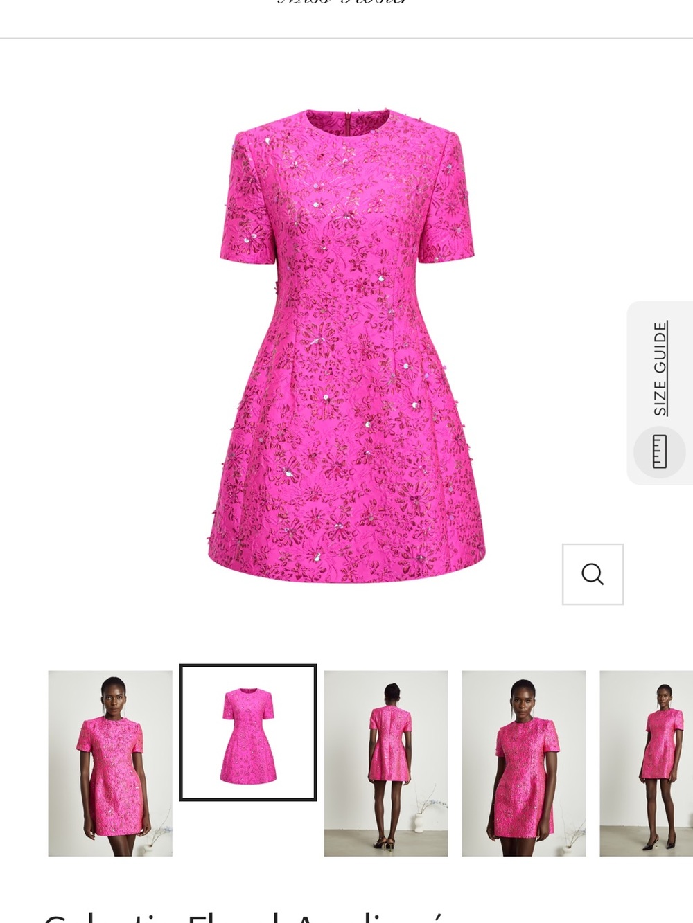 Women’s Hot Pink Floral Embroidered Mini Dress - Picture 3 of 4
